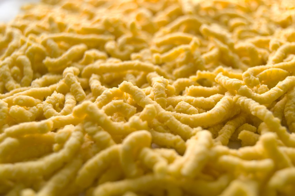 Passatelli al Formaggio di Fossa su Crema di Topinambur e Porri
