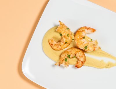 Crema di ceci e mazzancolle