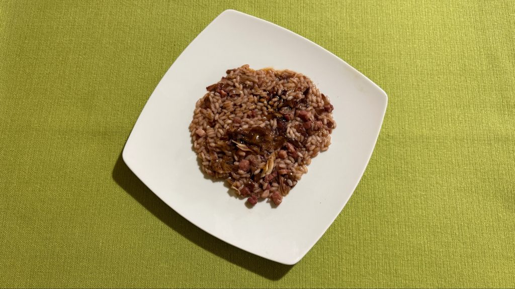 Risotto e Bruciatini (radicchio e Pancetta)