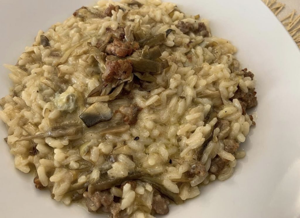 Risotto Carciofi, Salsiccia e Gorgonzola