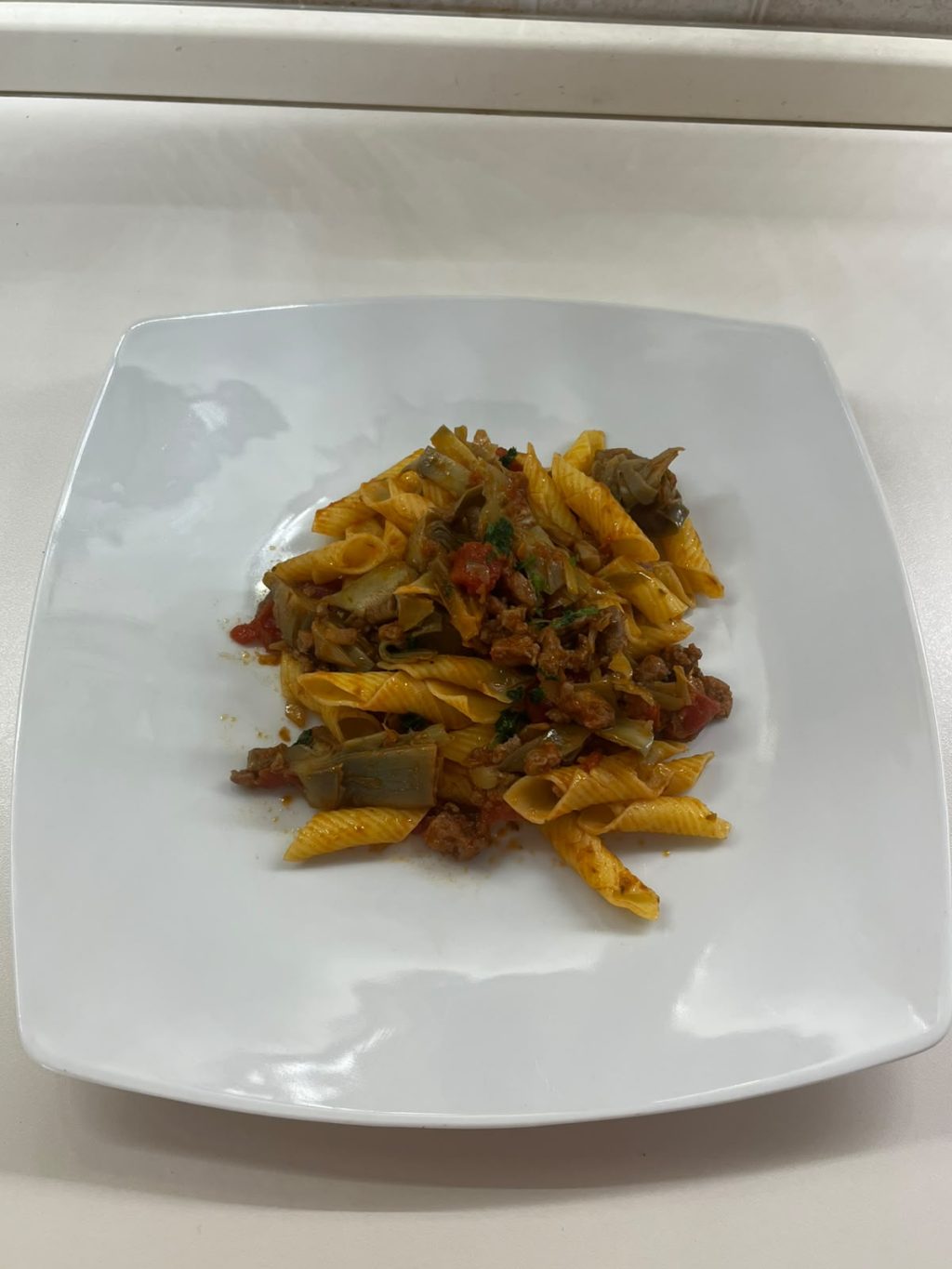 Garganelli Salsiccia e Carciofi